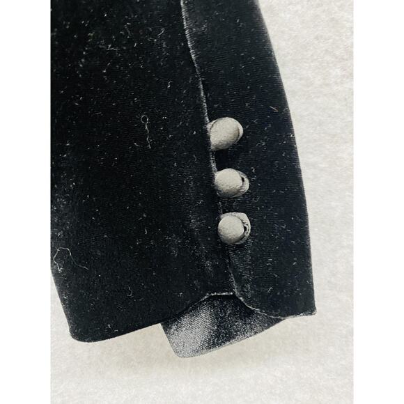 Maison Tara Dress Womens 10 Black Velvet Midi Smocked Waist Goth whimsigoth - Picture 5 of 8